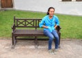 Girl on bench Royalty Free Stock Photo