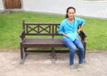 Girl on bench Royalty Free Stock Photo