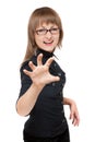 Girl bespectacled shows passion