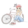 Girl with a bicycle Royalty Free Stock Photo