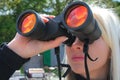 Girl with big binocular