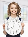 Girl with big clock Royalty Free Stock Photo