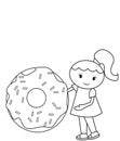 The girl and the big doughnut coloring page