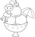 The girl and the big ice cream coloring page