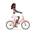 faceless illustration darkskinned girl on a bicycle