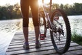 The girl on the bike. Royalty Free Stock Photo