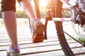 The girl on the bike. Royalty Free Stock Photo