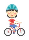 Girl on bike vector illustration.