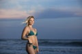 Girl in bikini on beach Royalty Free Stock Photo