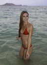 Girl in bikini on the beach Royalty Free Stock Photo