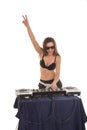 Girl in the black bra with the mixer Royalty Free Stock Photo