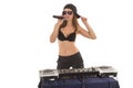 Girl in the black bra with the mixer Royalty Free Stock Photo