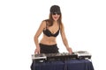 Girl in the black bra with the mixer Royalty Free Stock Photo