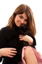 Girl with black cat Royalty Free Stock Photo