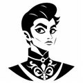 Printable Black And White Svg Cartoon Tsarina Prince Character Stencils