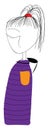 A girl wearing a purple striped hoodie and a ponytail looks cute vector or color illustration