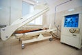 A girl in a black T-shirt lies in a hyperbaric chamber, oxygen therapy Royalty Free Stock Photo