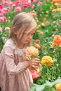 Sweet Girl in Flowers. Spring concept. Summer