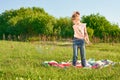 Girl blow bubbles Royalty Free Stock Photo