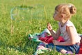 Girl blow bubbles Royalty Free Stock Photo