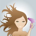 Girl blow dring hair