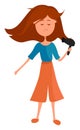 Girl with a blowdryer, illustration, vector