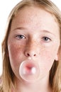 Girl blowing bubble gum