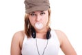 Girl blowing bubble gum Royalty Free Stock Photo