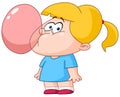 Girl blowing bubble from gum Royalty Free Stock Photo