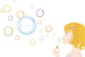 Girl blowing Bubbles