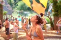 Girl blowing bubles on Ozora Festiva Royalty Free Stock Photo