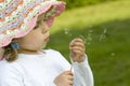 Girl blowing dandelion Royalty Free Stock Photo