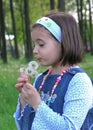 Girl Blowing Dandelion Royalty Free Stock Photo