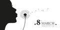 girl blows dandelion with heart silhouette womens day 8th march Royalty Free Stock Photo