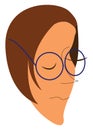 Girl with blue eyeglasses vector or color illustration