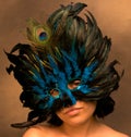 Girl in Blue Mardi Gras Mask Royalty Free Stock Photo