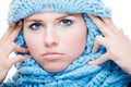 Girl in a blue scarf Royalty Free Stock Photo