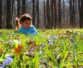 Girl in bluebell woods