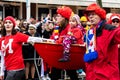 Girl in a boat in the Rose Monday parade in Mainz