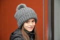 Girl with bobble hat