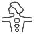 Girl body with hot stones line icon, spa salon procedure concept, Stone treatment sign on white background, woman