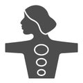 Girl body with hot stones solid icon, spa salon procedure concept, Stone treatment sign on white background, woman