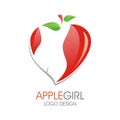 Girl body logo with Apple design Royalty Free Stock Photo