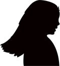 A girl body part, head silhouette vector
