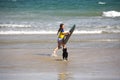 Girl with boogie board at beach Royalty Free Stock Photo