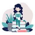 Girl and books 2