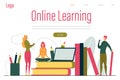 Girl on Books with Notebook Online Learning Banner