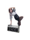 Girl with a boom box Royalty Free Stock Photo
