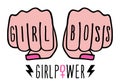 Girl boss, female hands, girl power, vector