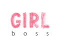 Girl boss. Hand Lettering. Cute sweet design for print woman shirt, card, sticker, banner, poster. Feminism slogan.